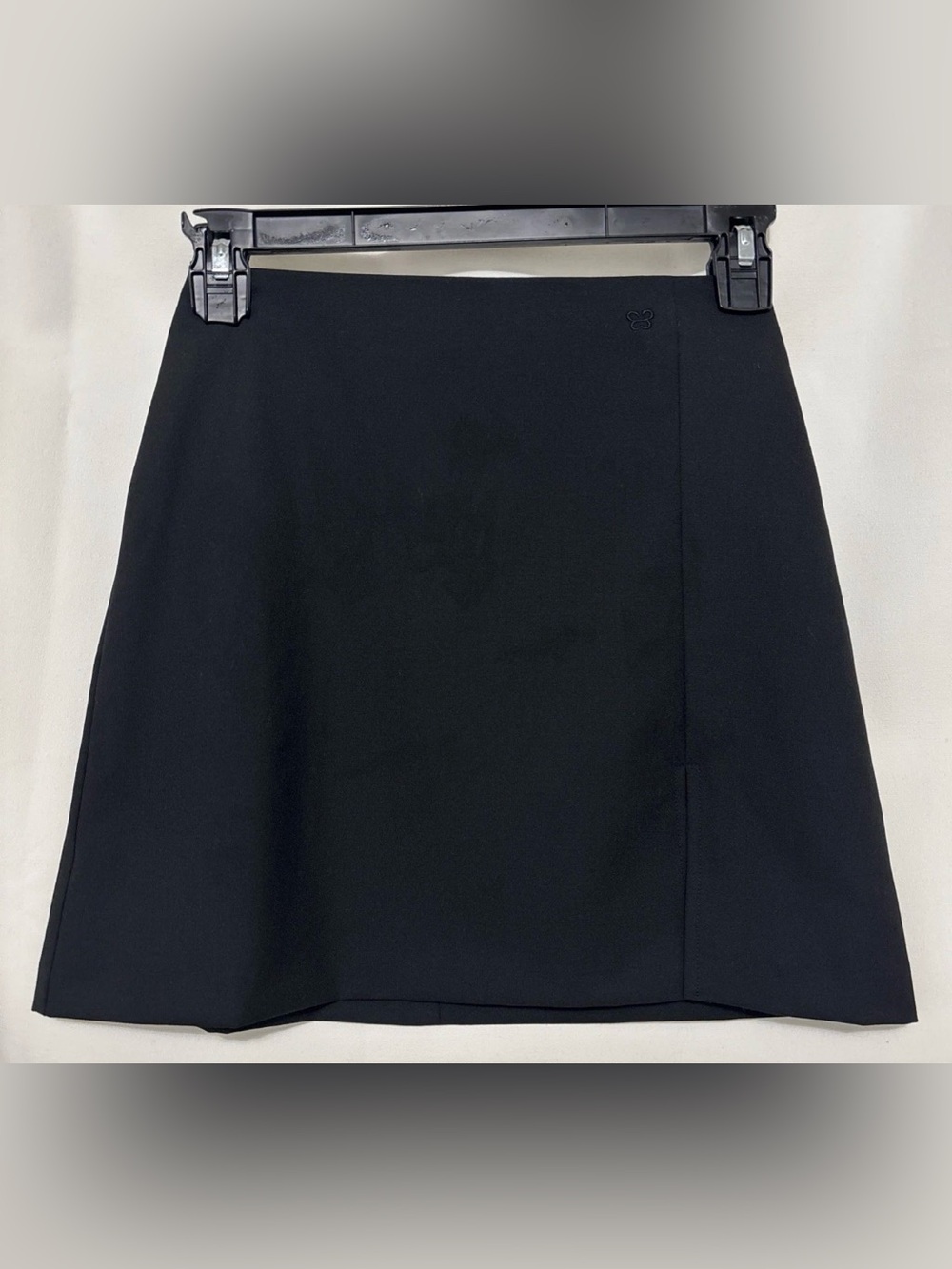Sunday Best- Black A-Line Mini Skirt w/Slit Sz 4 EUC